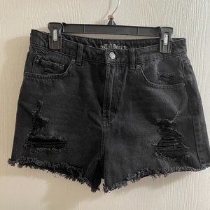 Black High Waisted Denim Shorts